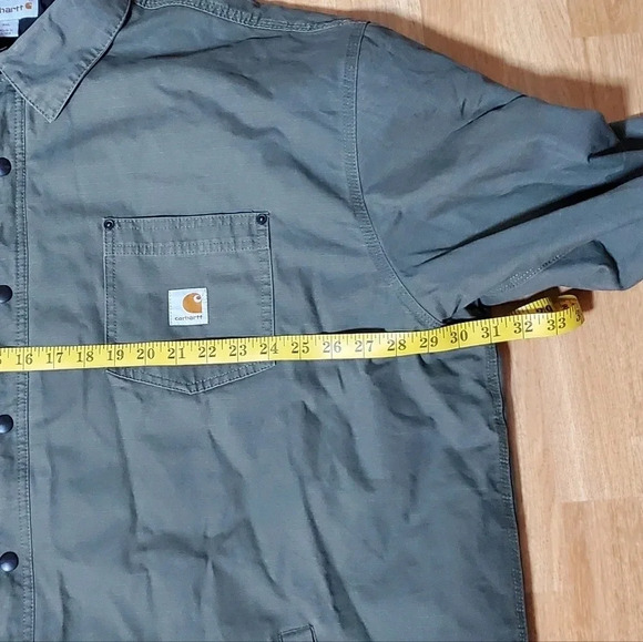 Carhartt Ripstop Flannel Lined Snap Closure Shirt Jacket Shacket 3XL Moss/Green - Picture 6 of 11